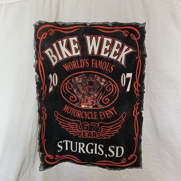 Sturgis Beach Bike Week 2007 Button Shirt Men’s XL Sleeveless White - Picture 6 of 11